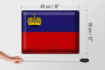 Signe en étain drapeau Liechtenstein 40x30cm, drapeau Vintage 4
