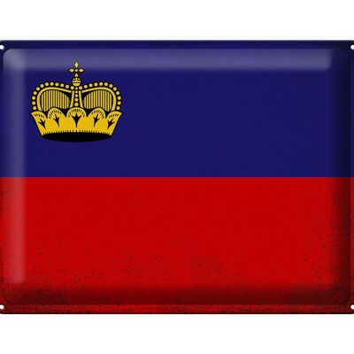 Cartel de chapa Bandera de Liechtenstein 40x30cm Bandera Vintage