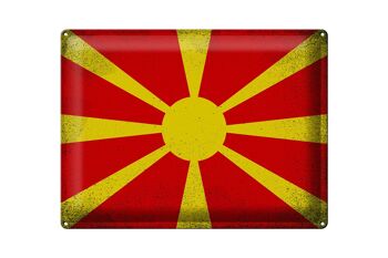 Signe en étain drapeau Macédoine 40x30cm Macédoine Vintage 1