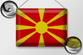 Signe en étain drapeau Macédoine 40x30cm Macédoine Vintage 2