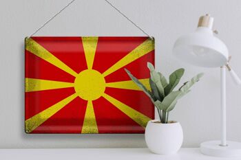 Signe en étain drapeau Macédoine 40x30cm Macédoine Vintage 3
