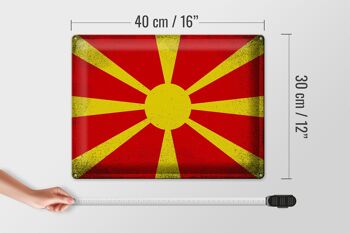 Signe en étain drapeau Macédoine 40x30cm Macédoine Vintage 4