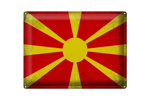 Blechschild Flagge Mazedonien 40x30cm Macedonia Vintage