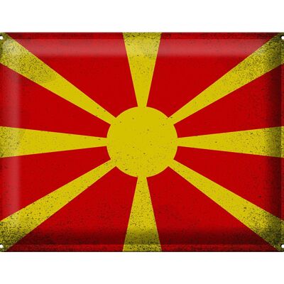 Cartel de chapa Bandera de Macedonia 40x30cm Macedonia Vintage