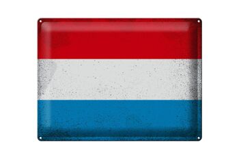 Signe en étain drapeau Luxembourg 40x30cm Luxembourg Vintage 1