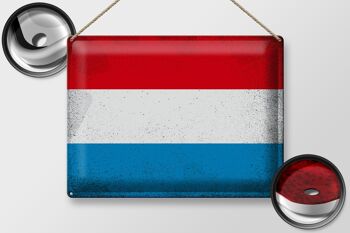 Signe en étain drapeau Luxembourg 40x30cm Luxembourg Vintage 2