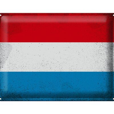 Cartel de chapa Bandera de Luxemburgo 40x30cm Luxemburgo Vintage