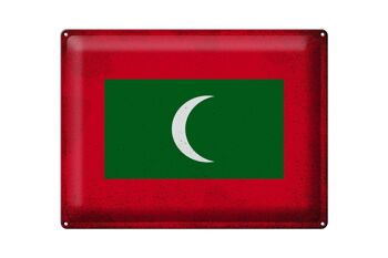 Drapeau en étain des Maldives, 40x30cm, drapeau des Maldives Vintage 1