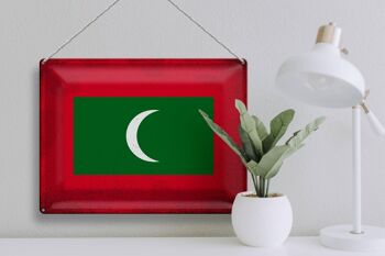 Drapeau en étain des Maldives, 40x30cm, drapeau des Maldives Vintage 3
