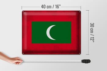 Drapeau en étain des Maldives, 40x30cm, drapeau des Maldives Vintage 4