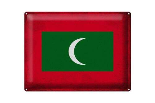 Blechschild Flagge Malediven 40x30cm Flag Maldives Vintage