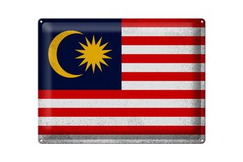 Signe en étain drapeau malaisie 40x30cm drapeau malaisie Vintage 1