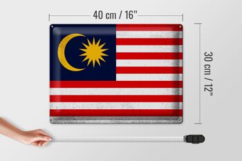 Signe en étain drapeau malaisie 40x30cm drapeau malaisie Vintage 4