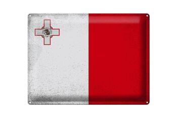 Signe en étain drapeau de Malte 40x30cm, drapeau de Malte Vintage 1