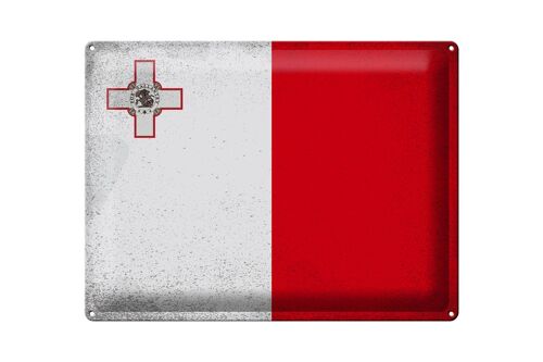 Blechschild Flagge Malta 40x30cm Flag of Malta Vintage