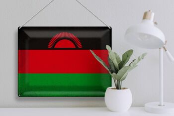 Drapeau en étain du Malawi, 40x30cm, drapeau du Malawi, Vintage 3