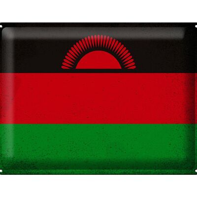 Drapeau en étain du Malawi, 40x30cm, drapeau du Malawi, Vintage