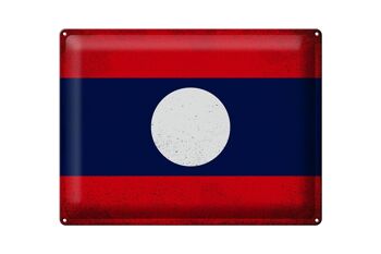 Signe en étain drapeau du Laos 40x30cm drapeau du Laos Vintage 1