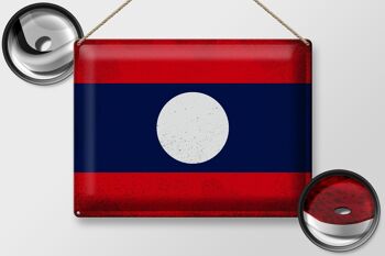 Signe en étain drapeau du Laos 40x30cm drapeau du Laos Vintage 2