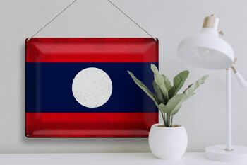 Signe en étain drapeau du Laos 40x30cm drapeau du Laos Vintage 3