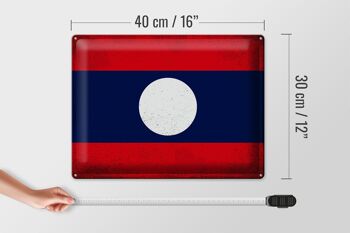 Signe en étain drapeau du Laos 40x30cm drapeau du Laos Vintage 4