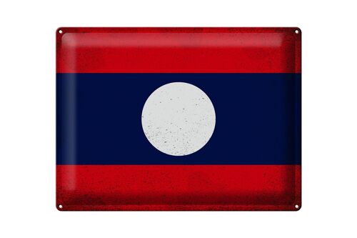 Blechschild Flagge Laos 40x30cm Flag of Laos Vintage
