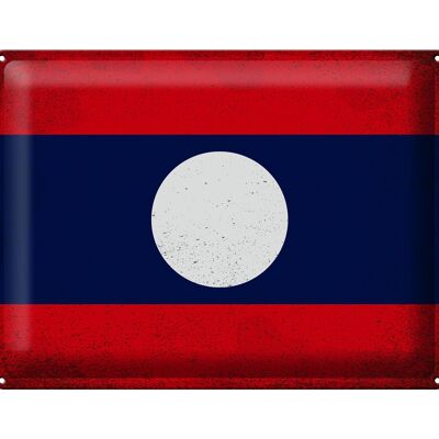 Cartel de chapa Bandera de Laos 40x30cm Bandera de Laos Vintage