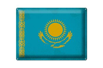 Signe en étain drapeau du Kazakhstan, 40x30cm, Vintage, Kazakhstan 1