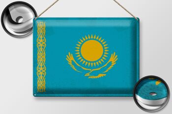 Signe en étain drapeau du Kazakhstan, 40x30cm, Vintage, Kazakhstan 2