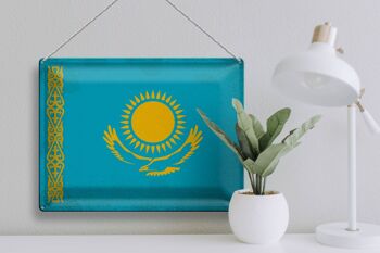 Signe en étain drapeau du Kazakhstan, 40x30cm, Vintage, Kazakhstan 3