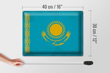 Signe en étain drapeau du Kazakhstan, 40x30cm, Vintage, Kazakhstan 4
