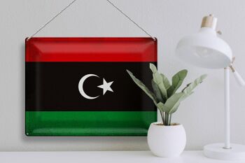 Signe en étain drapeau Libye 40x30cm drapeau de la Libye Vintage 3