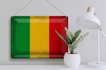 Signe en étain drapeau Mali 40x30cm drapeau du Mali Vintage 3