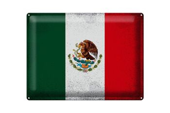 Signe en étain drapeau du mexique 40x30cm, drapeau du mexique Vintage 1