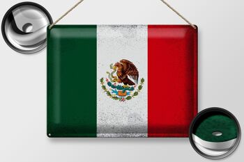 Signe en étain drapeau du mexique 40x30cm, drapeau du mexique Vintage 2