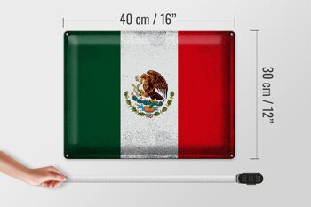 Signe en étain drapeau du mexique 40x30cm, drapeau du mexique Vintage 4