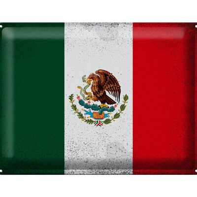 Targa in metallo Bandiera Messico 40x30 cm Bandiera del Messico vintage