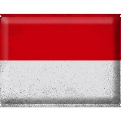 Blechschild Flagge Monaco 40x30cm Flag of Monaco Vintage