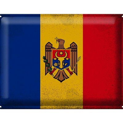 Blechschild Flagge Moldau 40x30cm Flag of Moldova Vintage