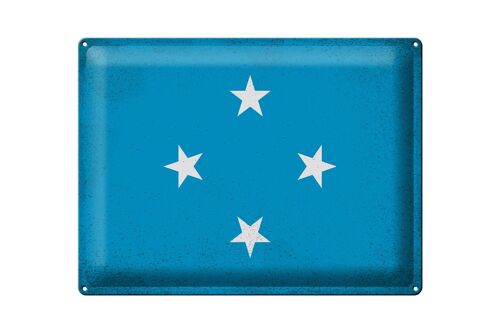 Blechschild Flagge Mikronesien 40x30cm Micronesia Vintage