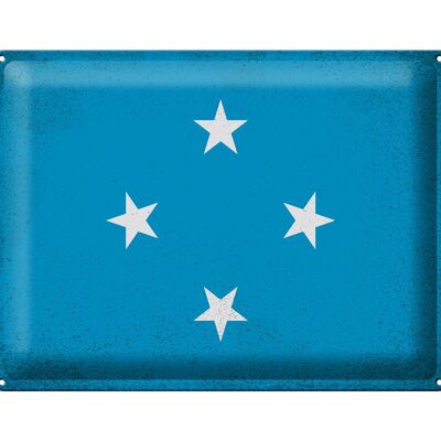 Cartel de chapa Bandera Micronesia 40x30cm Micronesia Vintage