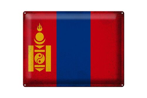 Blechschild Flagge Mongolei 40x30cm Flag Mongolia Vintage
