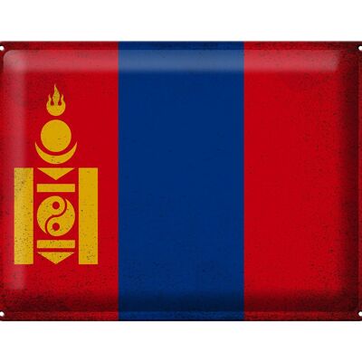 Blechschild Flagge Mongolei 40x30cm Flag Mongolia Vintage