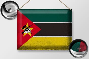 Signe en étain drapeau Mozambique 40x30cm drapeau Mozambique Vintage 2
