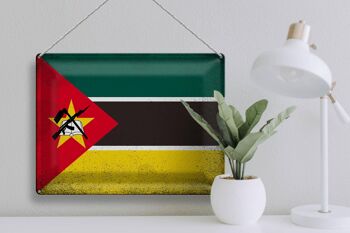 Signe en étain drapeau Mozambique 40x30cm drapeau Mozambique Vintage 3