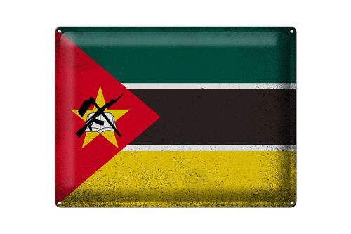 Blechschild Flagge Mosambik 40x30cm Flag Mozambique Vintage