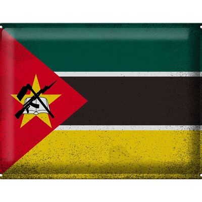 Blechschild Flagge Mosambik 40x30cm Flag Mozambique Vintage