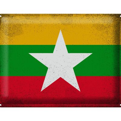 Letrero de metal Bandera de Myanmar 40x30cm Bandera de Myanmar Vintage