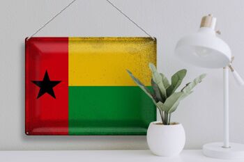 Signe en étain drapeau Guinée-Bissau 40x30cm Guinée Vintage 3