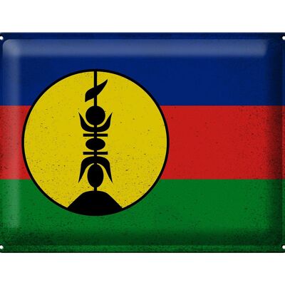 Cartel de chapa Bandera de Nueva Caledonia 40x30cm Bandera Vintage